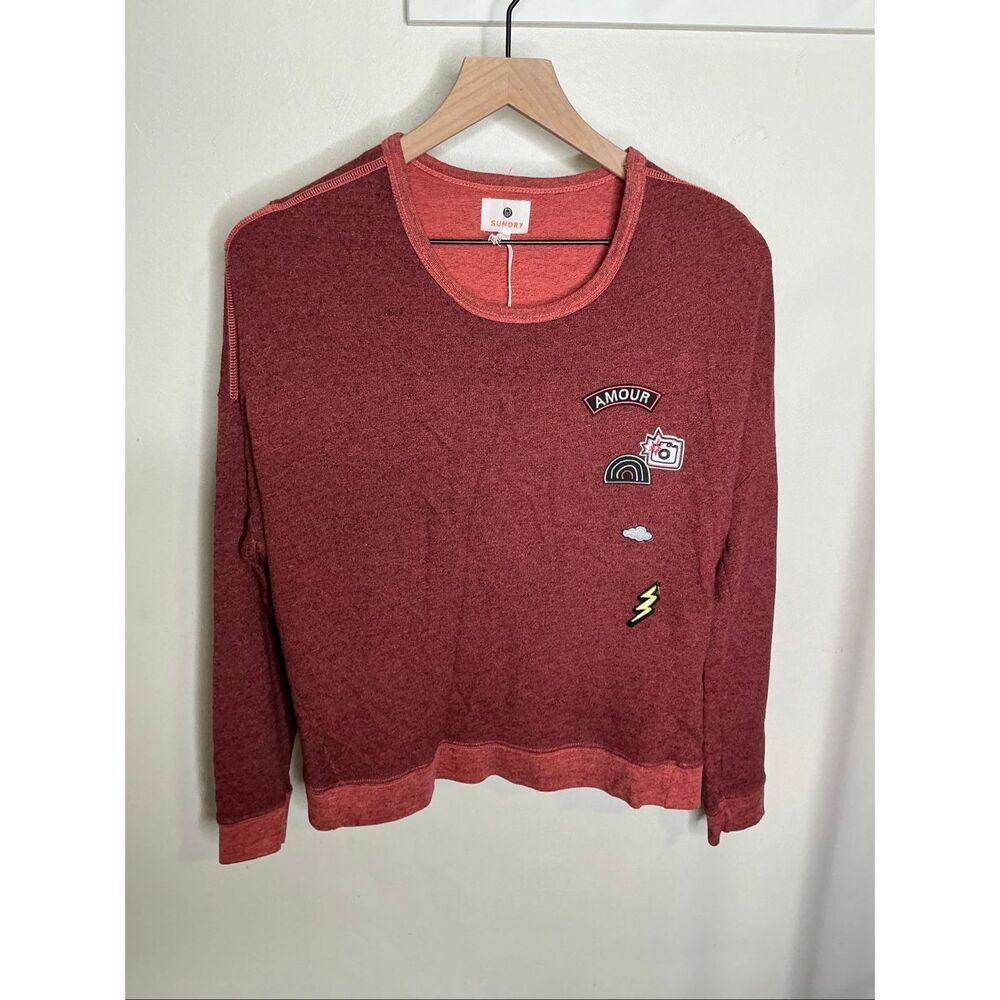 Sundry Marl-Knit Pull Over Sweater | Red in Size 1